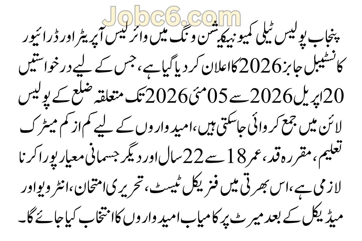 Punjab Police Wireless Operator & Driver Constable