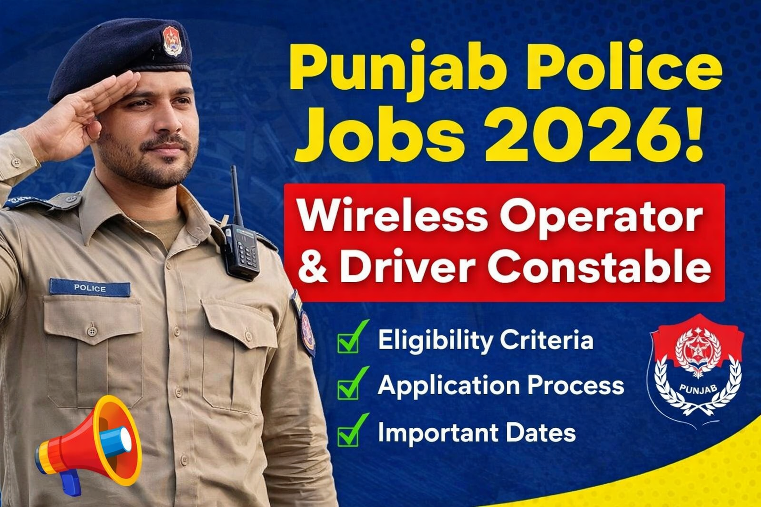 Punjab Police Wireless Operator & Driver Constable Jobs 2026